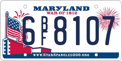 MD license plate 6BF8107