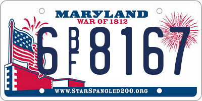 MD license plate 6BF8167