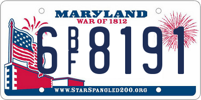 MD license plate 6BF8191