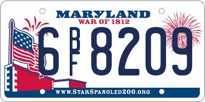 MD license plate 6BF8209