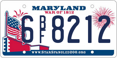MD license plate 6BF8212