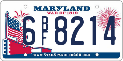 MD license plate 6BF8214