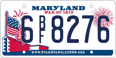 MD license plate 6BF8276