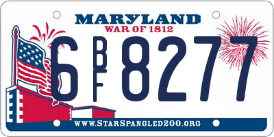MD license plate 6BF8277