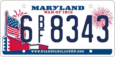 MD license plate 6BF8343