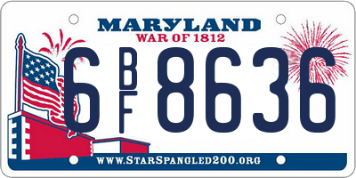 MD license plate 6BF8636