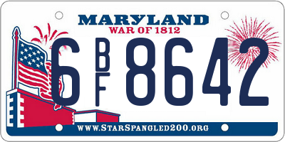 MD license plate 6BF8642