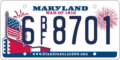 MD license plate 6BF8701