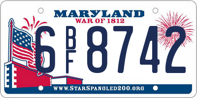 MD license plate 6BF8742