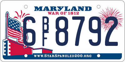 MD license plate 6BF8792