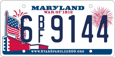 MD license plate 6BF9144