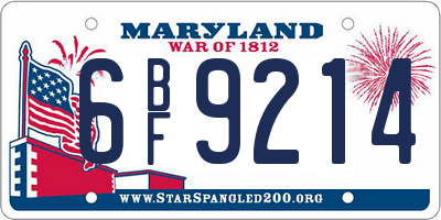 MD license plate 6BF9214