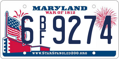 MD license plate 6BF9274