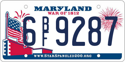 MD license plate 6BF9287