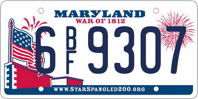 MD license plate 6BF9307