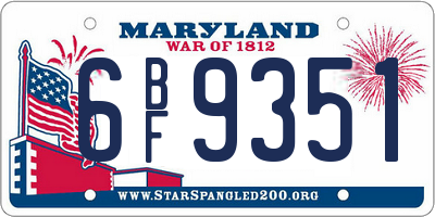 MD license plate 6BF9351