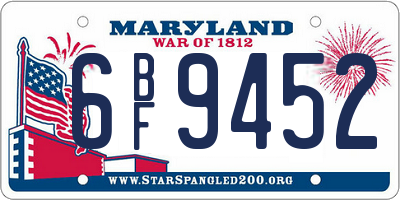 MD license plate 6BF9452