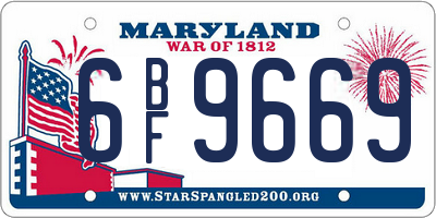 MD license plate 6BF9669
