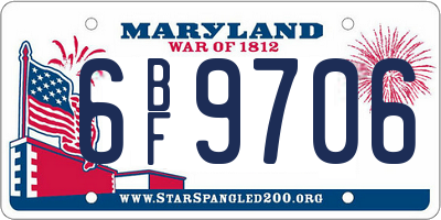 MD license plate 6BF9706