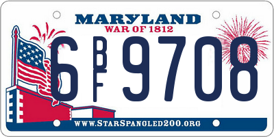 MD license plate 6BF9708