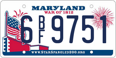 MD license plate 6BF9751