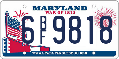 MD license plate 6BF9818
