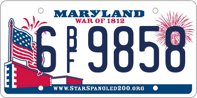 MD license plate 6BF9858
