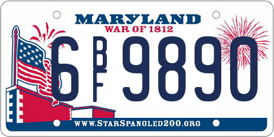 MD license plate 6BF9890