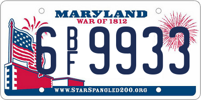 MD license plate 6BF9933