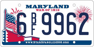 MD license plate 6BF9962