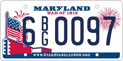 MD license plate 6BG0097