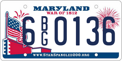 MD license plate 6BG0136