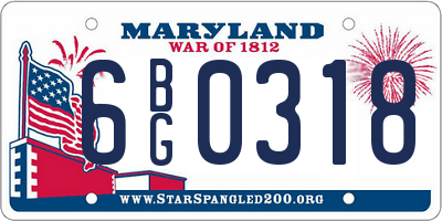 MD license plate 6BG0318