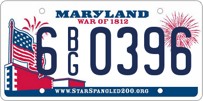 MD license plate 6BG0396