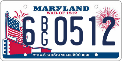 MD license plate 6BG0512