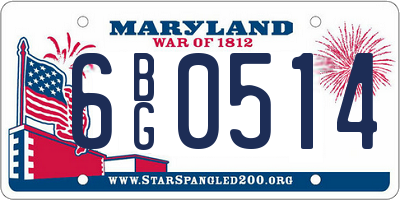 MD license plate 6BG0514