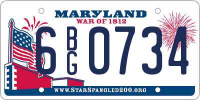 MD license plate 6BG0734