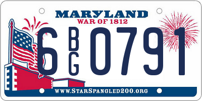 MD license plate 6BG0791