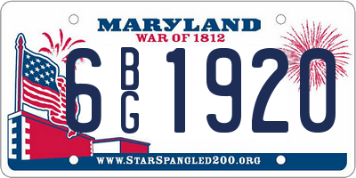 MD license plate 6BG1920