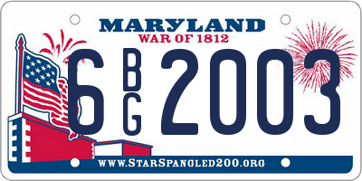 MD license plate 6BG2003