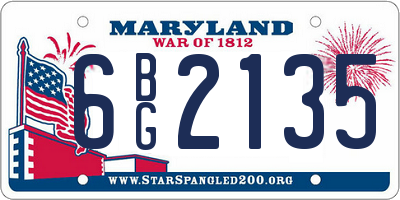 MD license plate 6BG2135