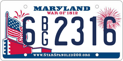 MD license plate 6BG2316