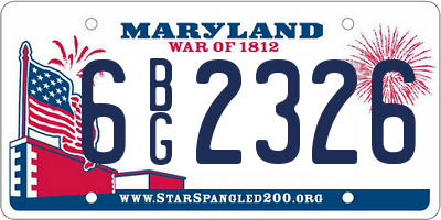 MD license plate 6BG2326