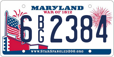MD license plate 6BG2384