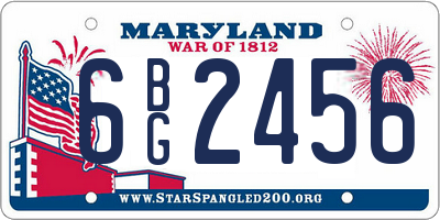 MD license plate 6BG2456