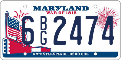 MD license plate 6BG2474