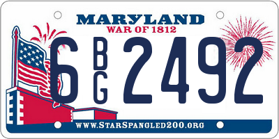MD license plate 6BG2492