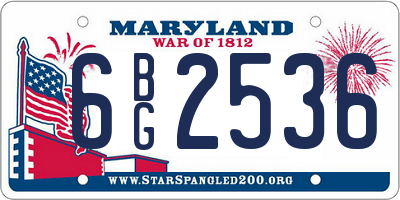 MD license plate 6BG2536