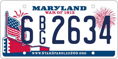 MD license plate 6BG2634