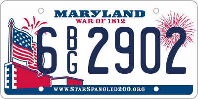 MD license plate 6BG2902
